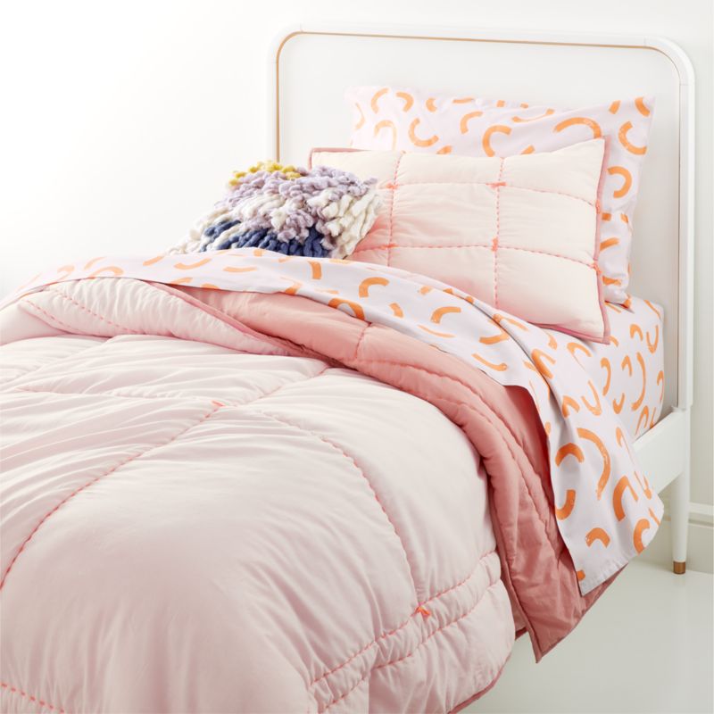 Modern Puffy Twin Voile Pink Kids Quilt | Crate & Kids