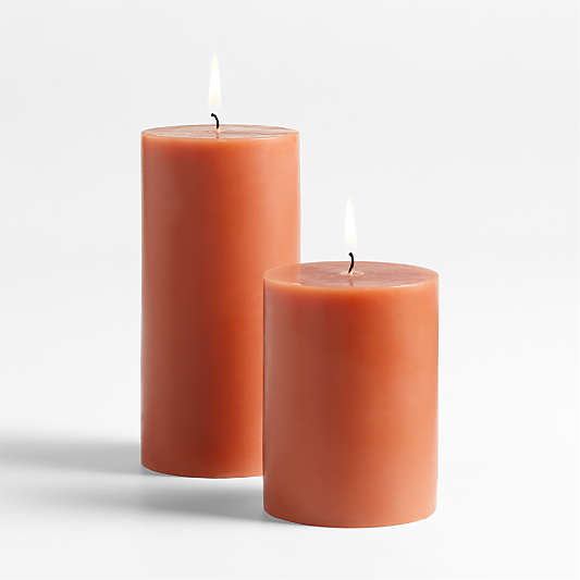 Pumpkin Colored Pillar Candles