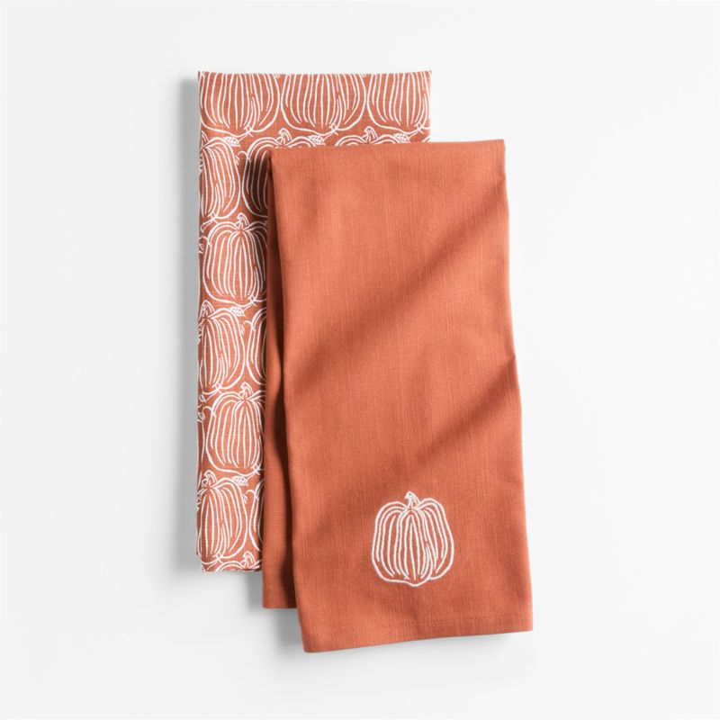 Pumpkin Organic Cotton Kitchen Towels, Set of 2 - image 0 of 2