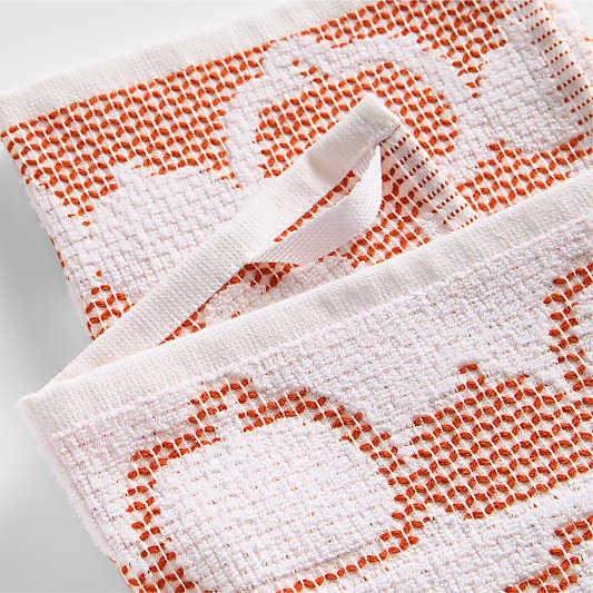 Pumpkin Textured Terry Organic Cotton Kitchen Towel, Set of 2
