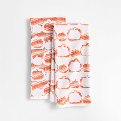 View Pumpkin Textured Terry Organic Cotton Kitchen Towel, Set of 2 details