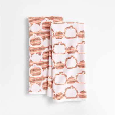 Pumpkin Textured Terry Organic Cotton Kitchen Towel, Set of 2