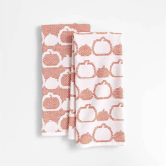 Pumpkin Textured Terry Organic Cotton Kitchen Towel, Set of 2
