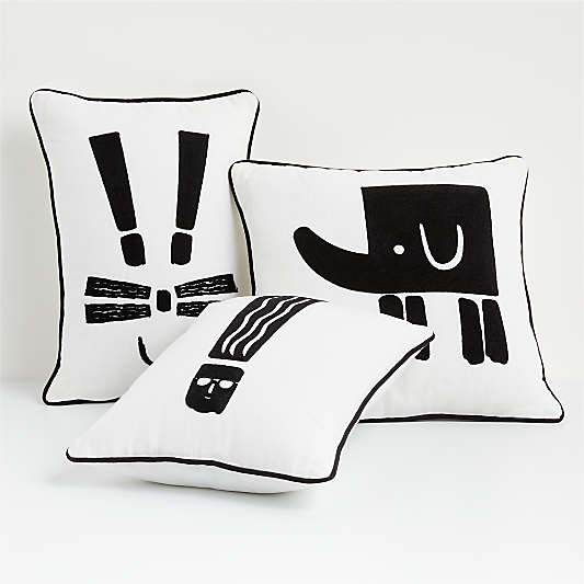 Black and White Face Exclamation Kids Throw Pillow