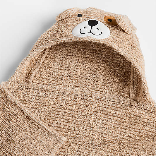 Puppy Prairie Beige 100% Organic Cotton Hooded Baby Towel