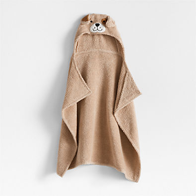 View Puppy Prairie Beige 100% Organic Cotton Hooded Baby Towel details
