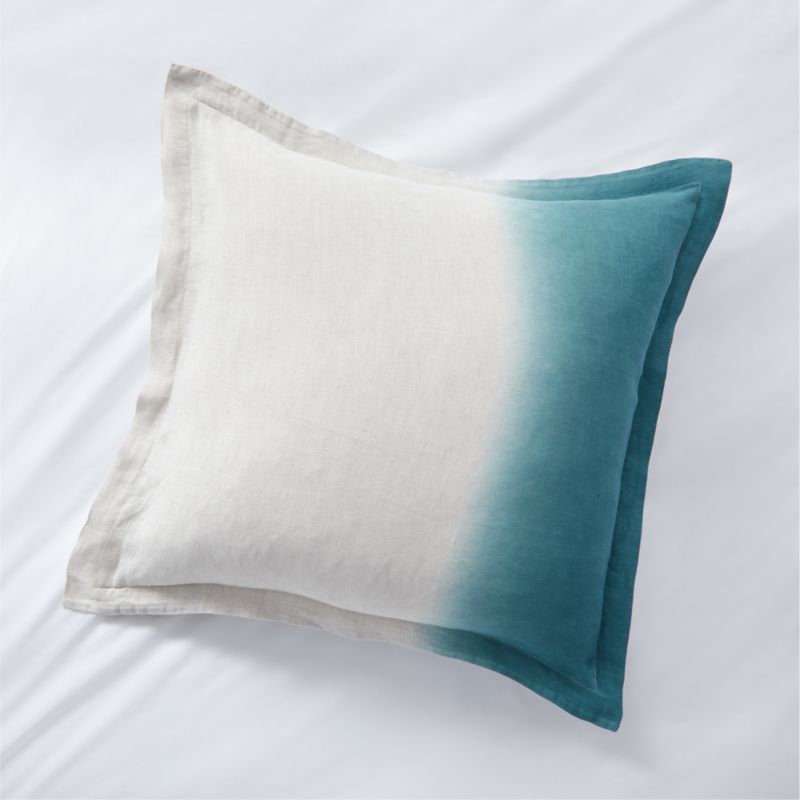 Pure Linen Dip-Dye Blue Euro Sham - image 0 of 4