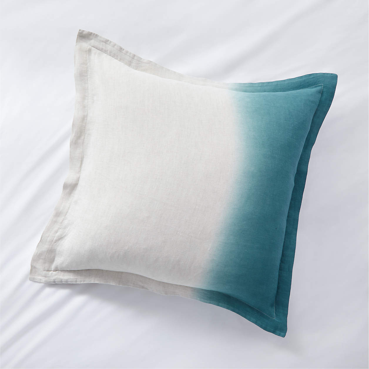 Pure Linen DipDye Blue Euro Sham + Reviews Crate & Barrel