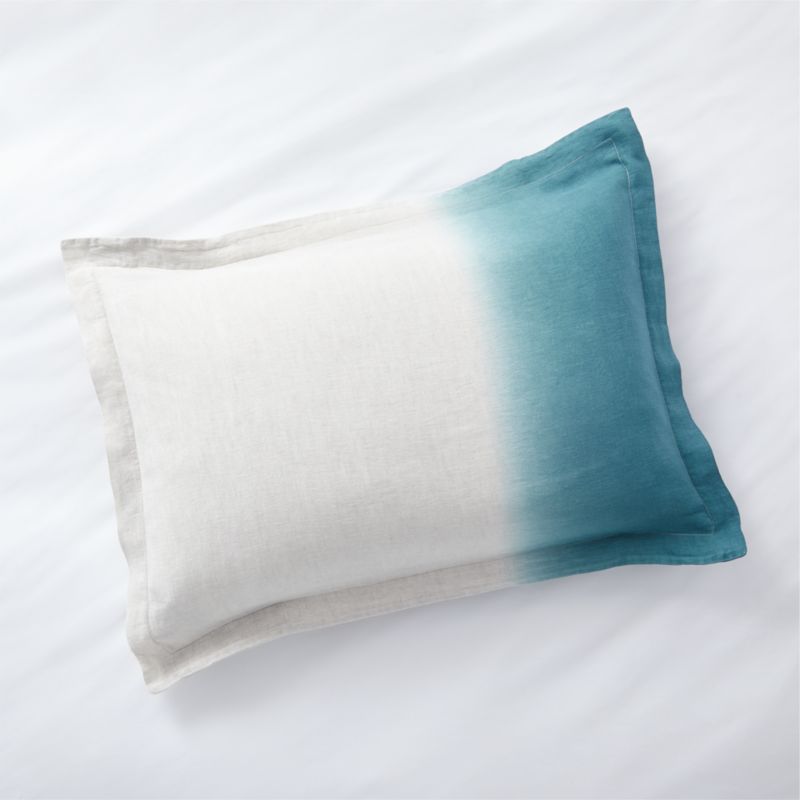 Pure Linen Dip-Dye Blue Standard Sham - image 0 of 6