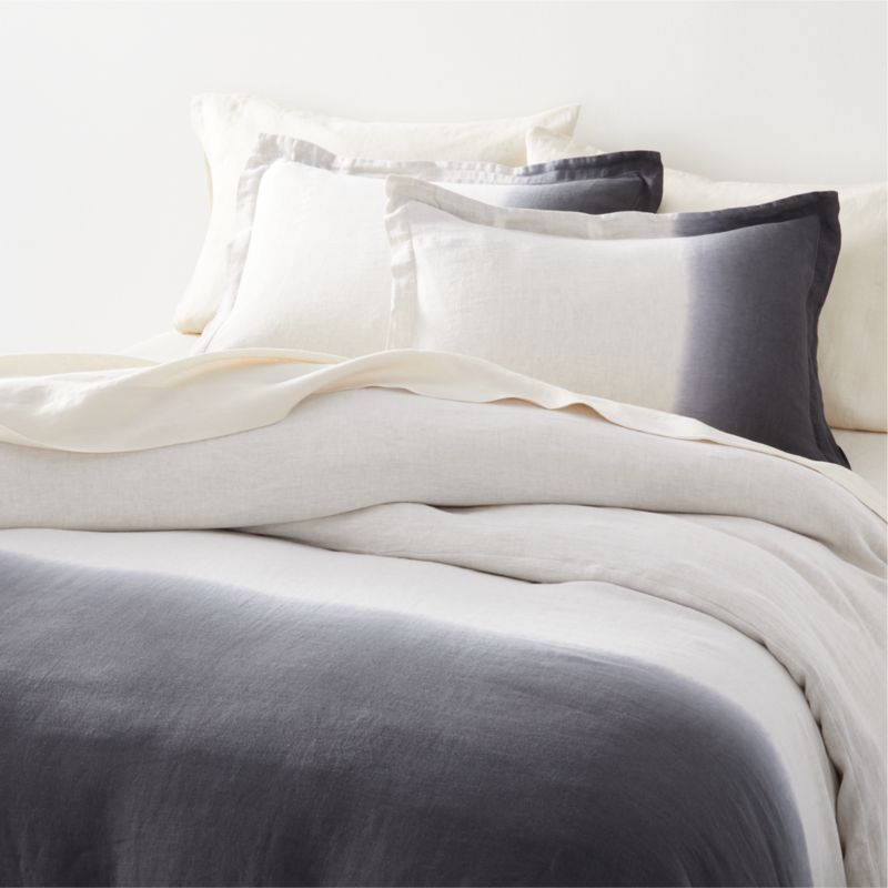 Pure Linen Dip-Dye Black Full/Queen Duvet Cover