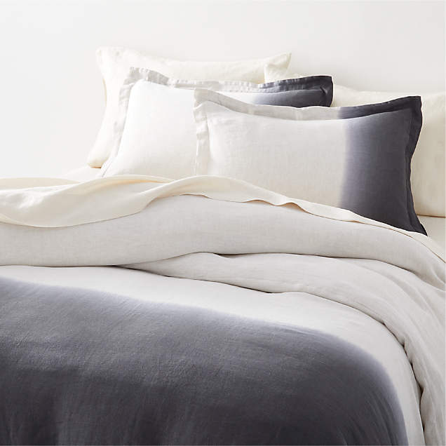 Pure Linen DipDye Black King Duvet Cover + Reviews Crate & Barrel