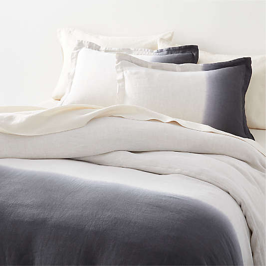 Pure Linen Dip-Dye Black Duvet Covers and Pillow Shams