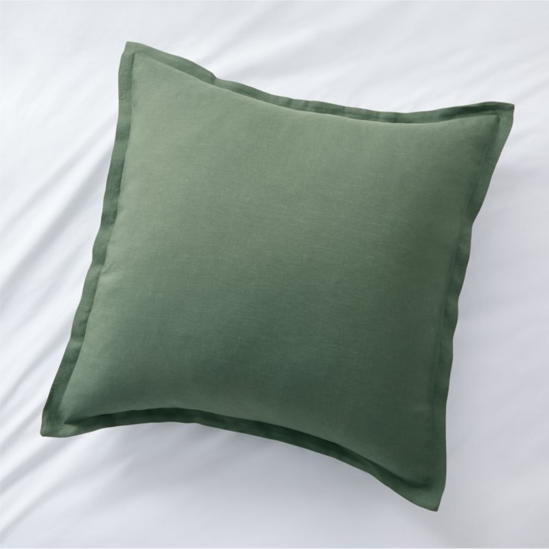 Pure Linen Solid Duck Green Euro Pillow Sham + Reviews | Crate & Barrel