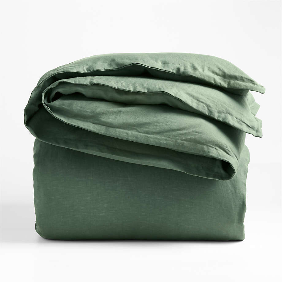 Pure Linen Solid Duck Green Full/Queen Duvet Cover