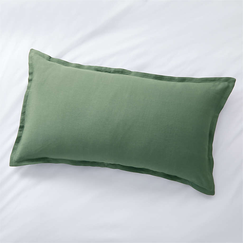 Pure Linen Solid Duck Green King Pillow Sham + Reviews | Crate & Barrel