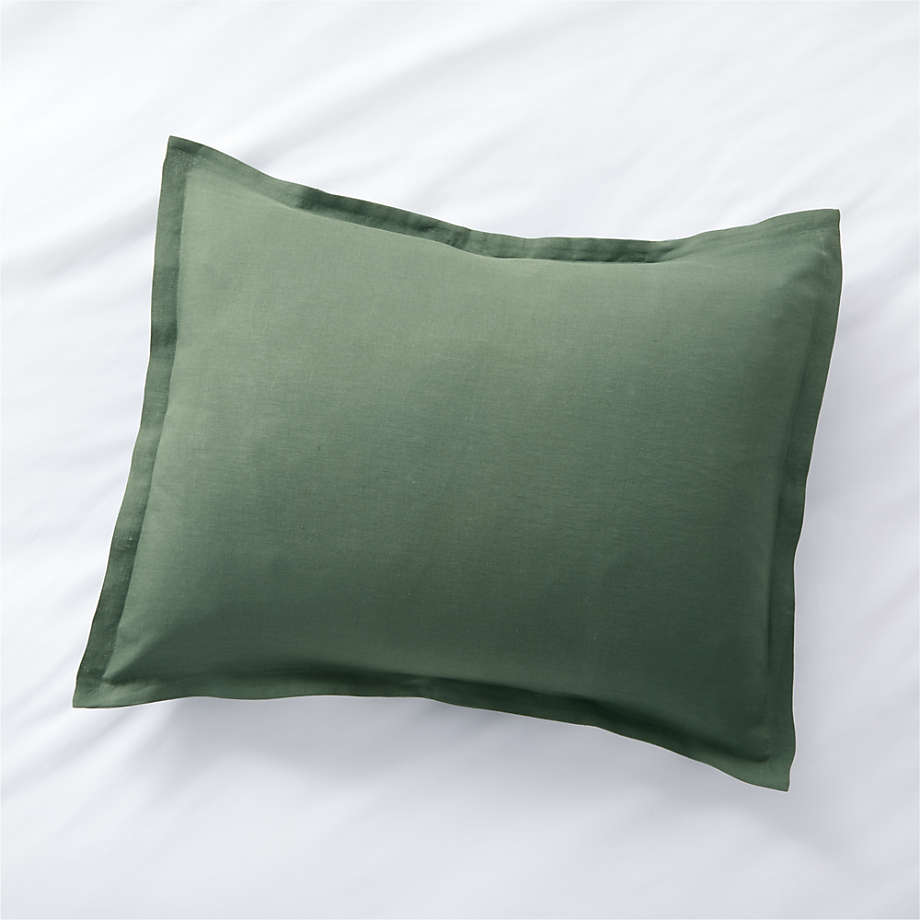Pure Linen Solid Duck Green Standard Pillow Sham + Reviews Crate & Barrel