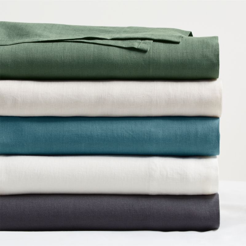 Pure Linen Duck Green Queen Sheet Set - image 3 of 5