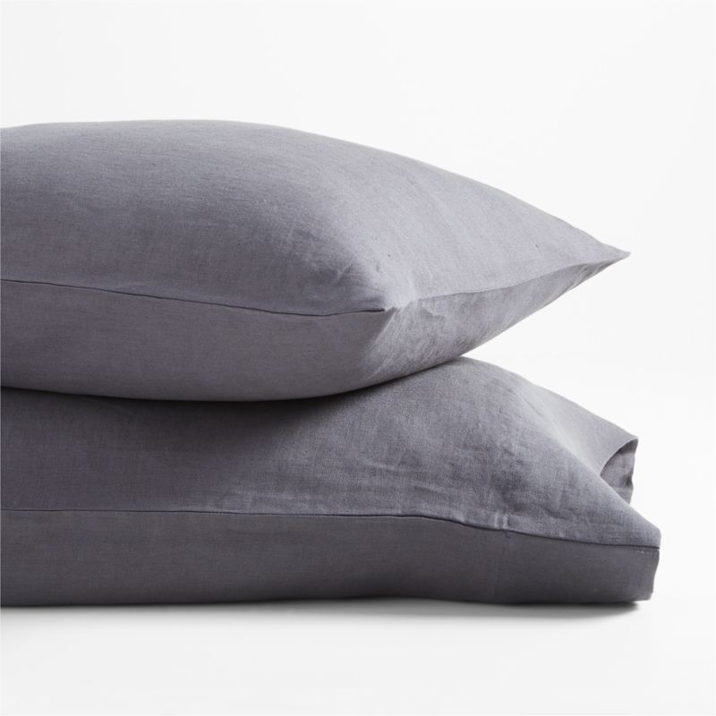 Pure Linen Dark Grey Standard Pillowcases, Set of 2