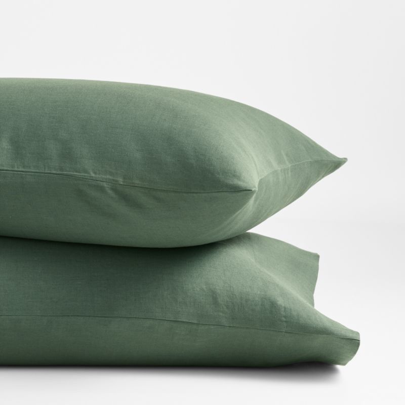 Pure Linen Duck Green Standard Pillowcases, Set of 2
