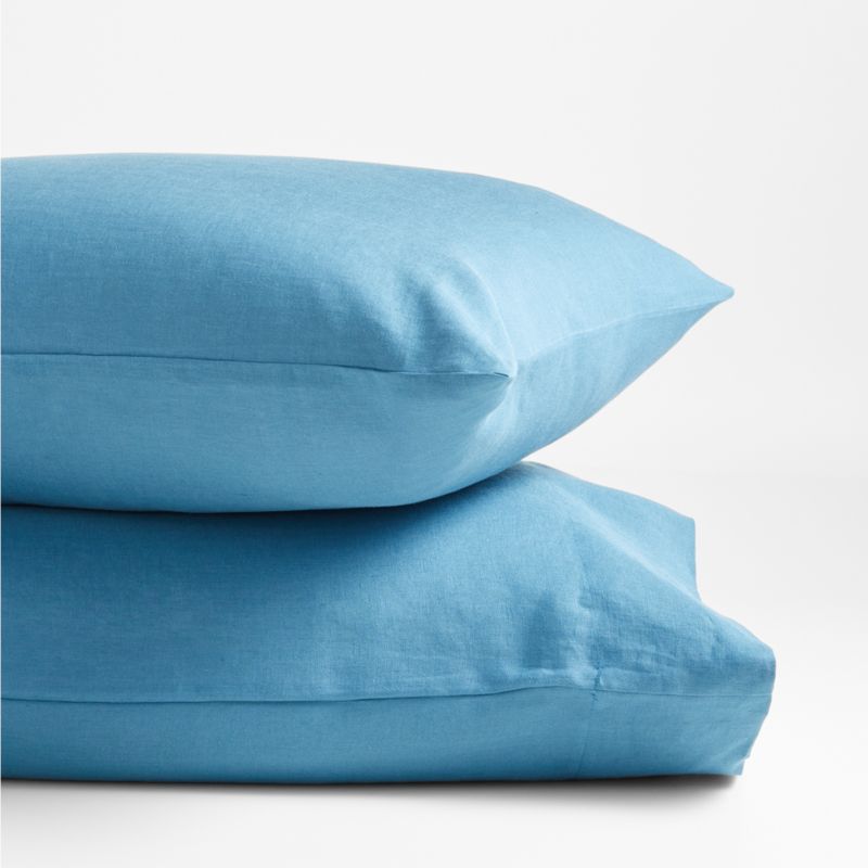 Pure Linen Teal Standard Pillowcases, Set of 2 + Reviews Crate