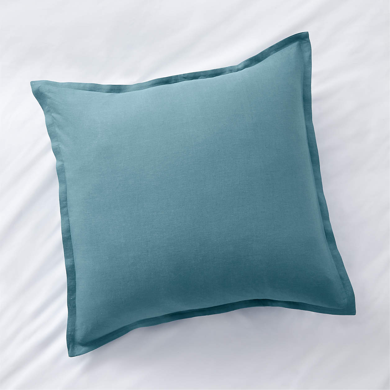 Pure Linen Solid Teal Euro Pillow Sham + Reviews Crate & Barrel