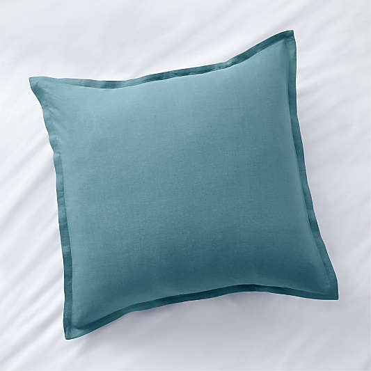 Pure Linen Solid Teal Euro Pillow Sham