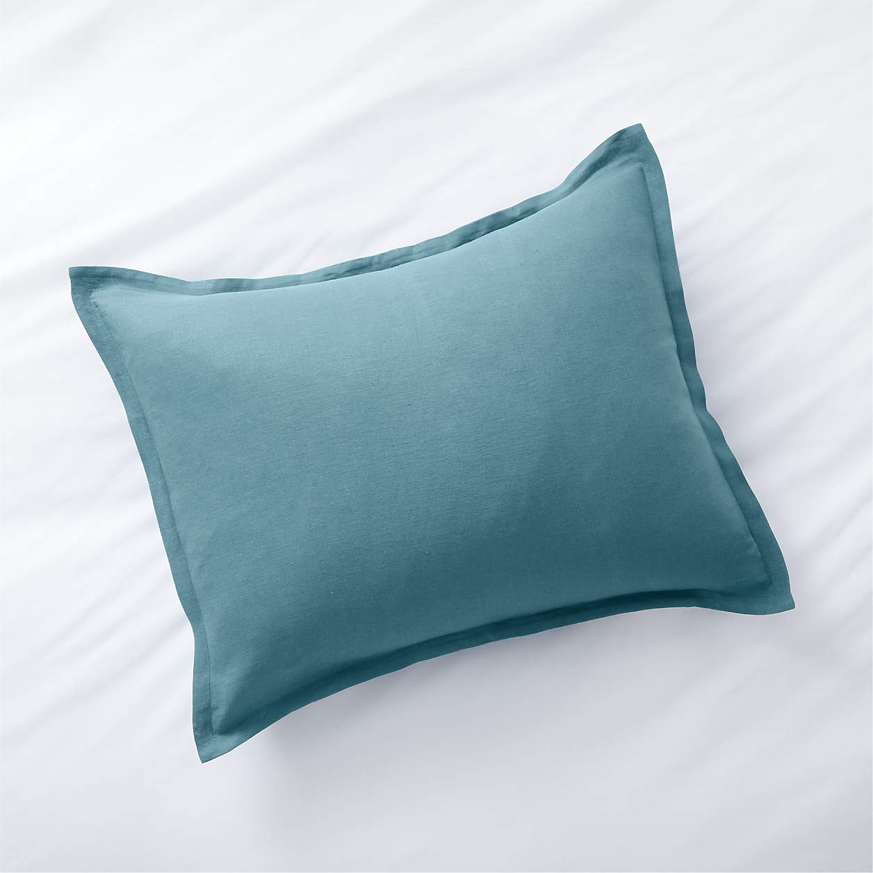 Pure Linen Solid Teal Pillow Shams Crate & Barrel