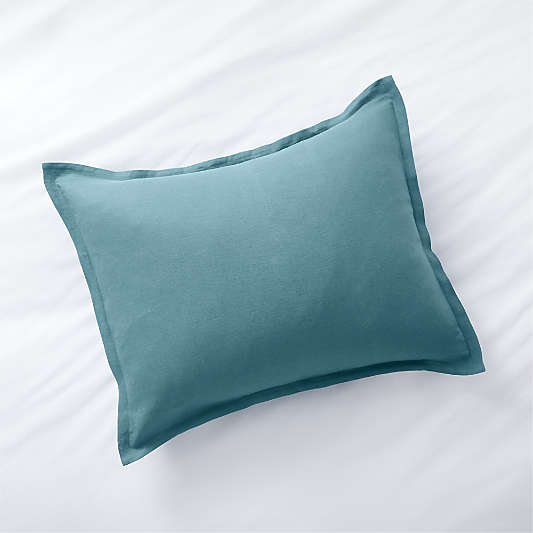 Pure Linen Solid Teal Standard Pillow Sham