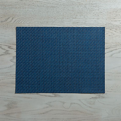 View Chilewich ® Rectangular Purl Blue Easy-Clean Vinyl Placemat details