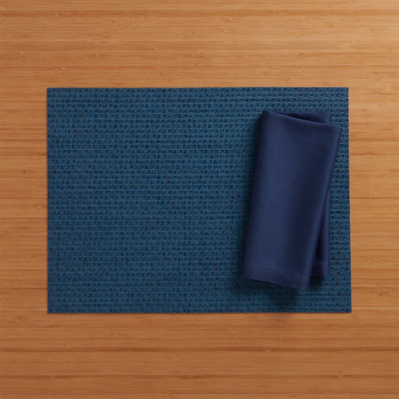 Chilewich ® Rectangular Purl Blue Easy-Clean Vinyl Placemat
