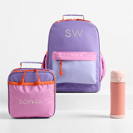 Purple Colorblock Kids Backpack Bundle