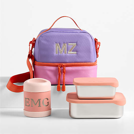 Purple Colorblock Kids Lunch Box Bundle