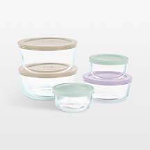 Pyrex Simply Store 10-Piece Glass Food Storage Set with Pastel Lids | Crate & Barrel