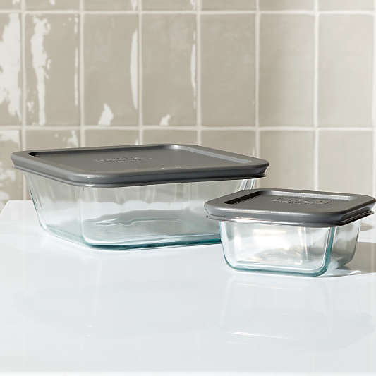 Pyrex ® 4-Piece Square Glass Storage Set