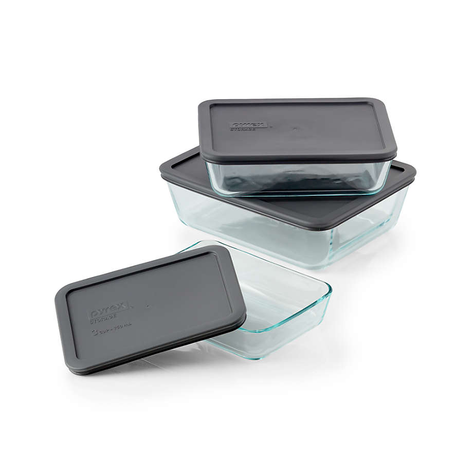 Pyrex 6-Piece Glass Food Storage Container Set with Wooden Lids
