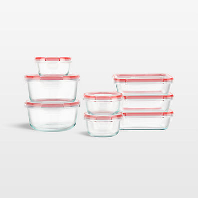 View Pyrex Freshlock 16-Piece Glass Food Storage Set with Plastic Lids details
