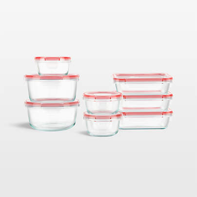 Pyrex Freshlock 16-Piece Glass Food Storage Set with Plastic Lids