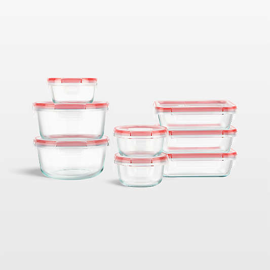 Pyrex Freshlock 16-Piece Glass Food Storage Set with Plastic Lids