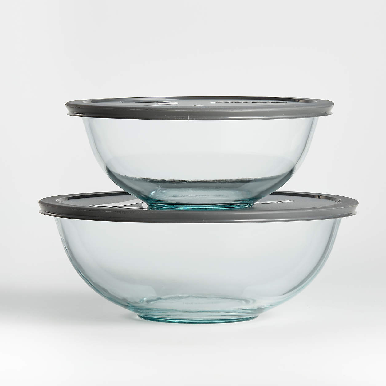 Pyrex Glass Bowls with Grey Lids, Set of 2 + Reviews Crate & Barrel