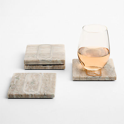 View Tuscan Kitchen Marble "Q" Monogram Coasters, Set of 4 details