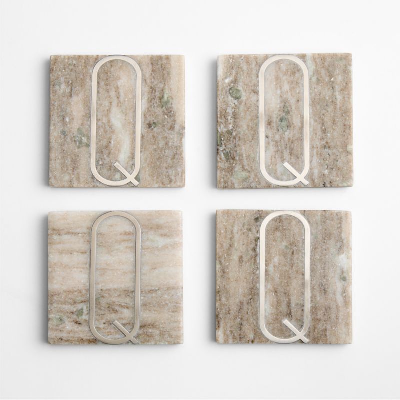 Tuscan Kitchen Marble "Q" Monogram Coasters, Set of 4 - image 3 of 4