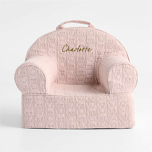 Small Lilac Rose Organic Cotton Quilted Bunny Kids Lounge Nod Chair