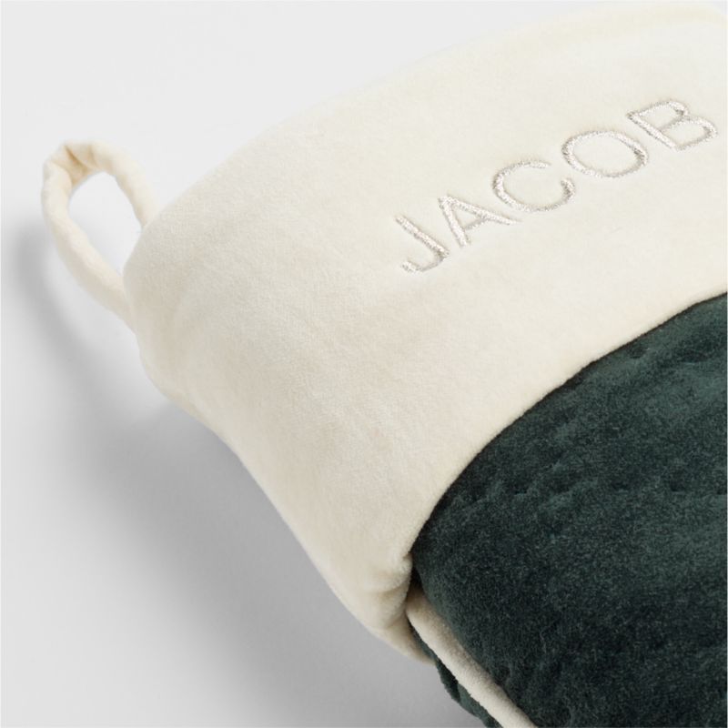 Green Quilted Velvet Mini Christmas Stocking 14" - image 5 of 9
