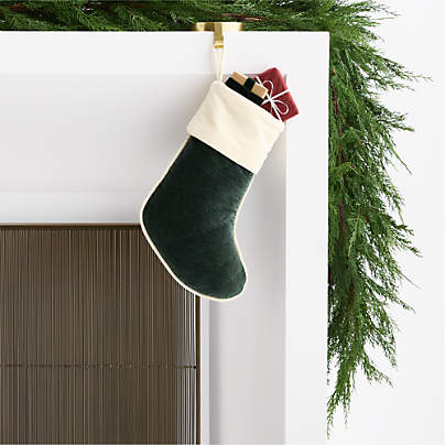 Green Quilted Velvet Mini Christmas Stocking 14"
