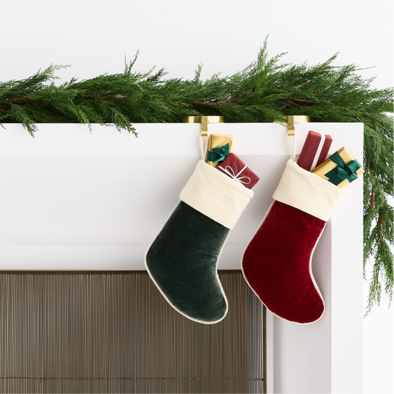 Green Quilted Velvet Mini Christmas Stocking 14" - image 1 of 4