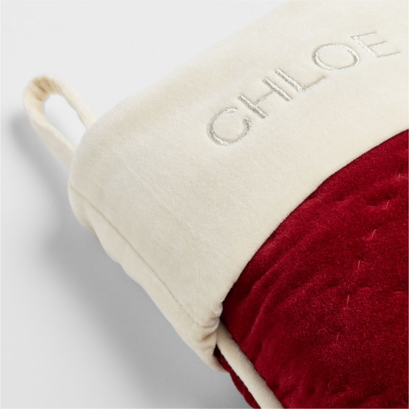 Red Quilted Velvet Mini Christmas Stocking 14" - image 5 of 9