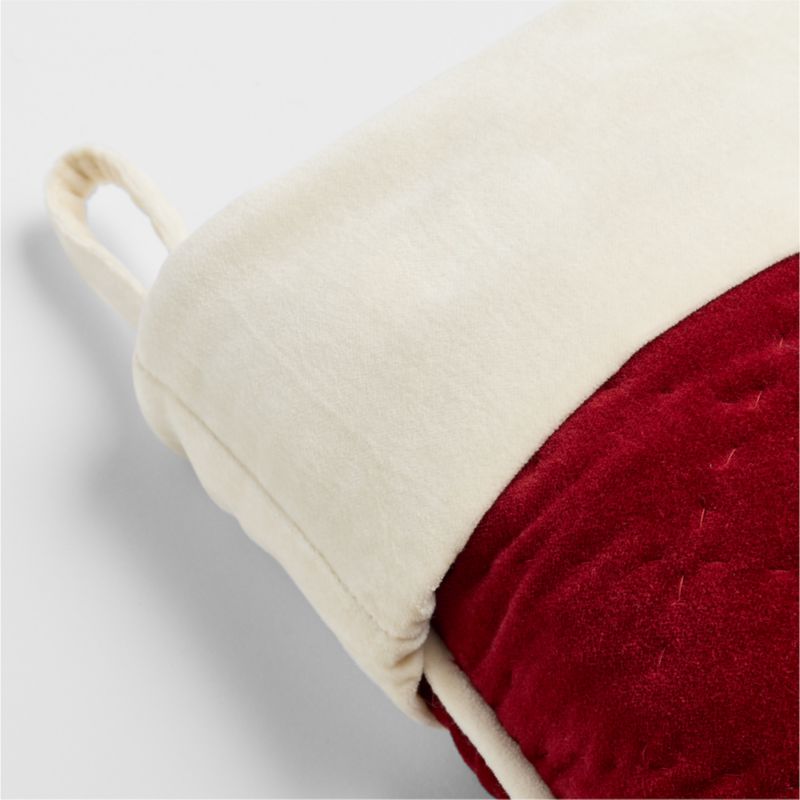 Red Quilted Velvet Mini Christmas Stocking 14" - image 3 of 4