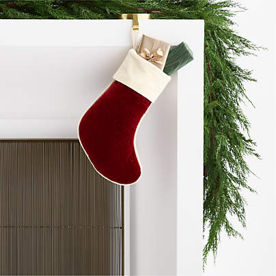Red Quilted Velvet Mini Christmas Stocking 14"