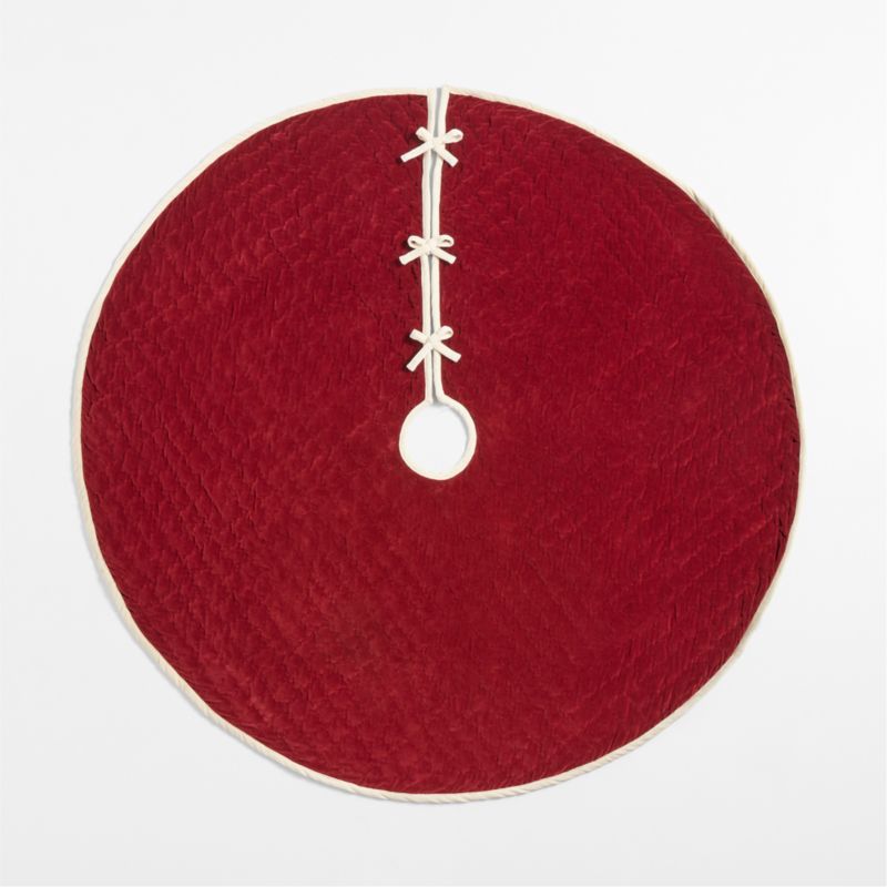 Red Quilted Velvet Christmas Tree Skirt - image 3 of 5