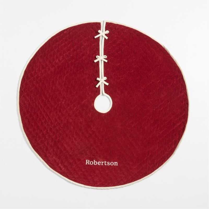 Red Quilted Velvet Christmas Tree Skirt - image 4 of 5